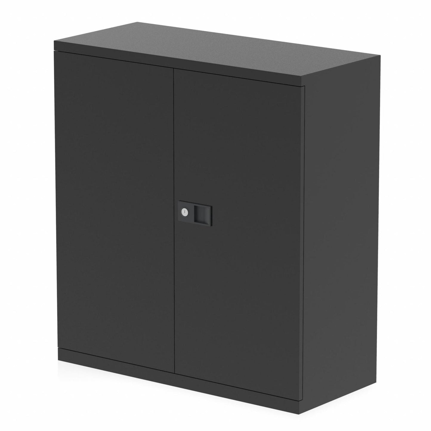 Qube by Bisley 1000mm High 2 Door Cupboard Black with 1 Shelf