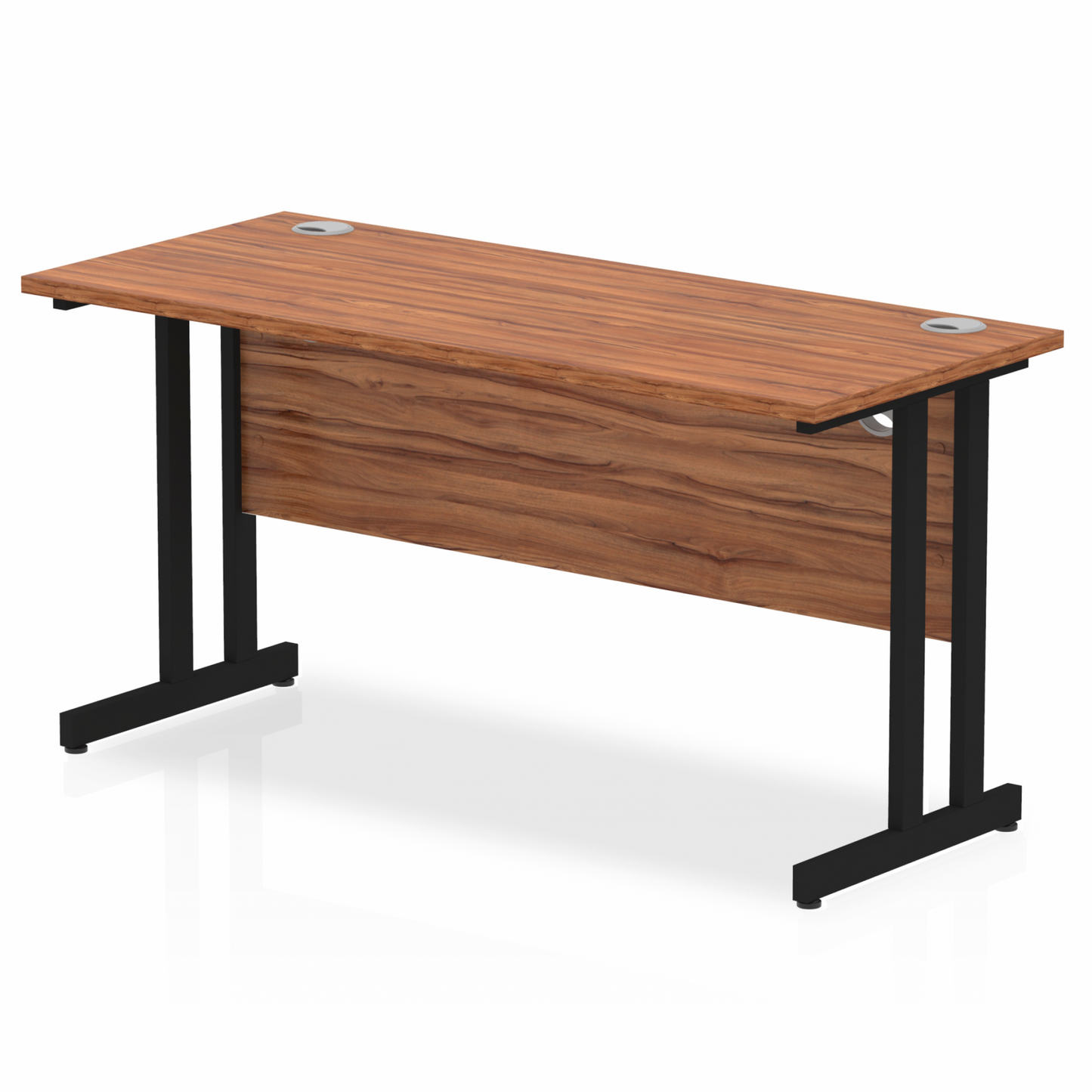 Impulse 1400x600mm Straight Desk Walnut Top Black Cantilever Legs