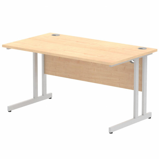 Impulse 1400mm Straight Desk with Silver Cantilever Legs Maple