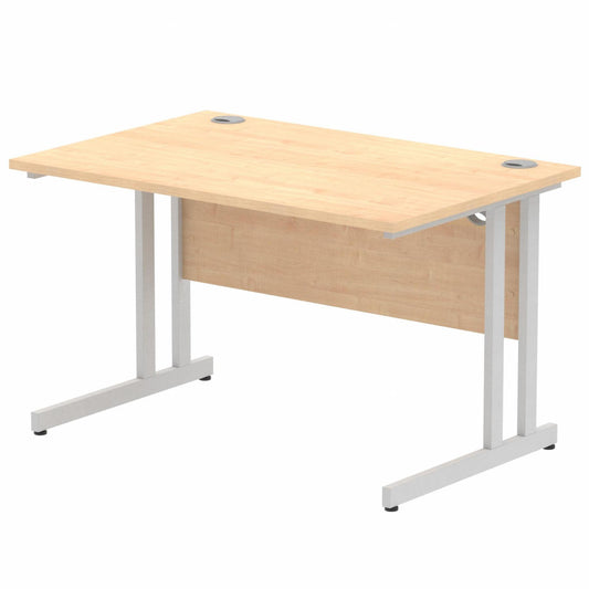 Impulse 1200mm Straight Desk with Silver Cantilever Legs Maple