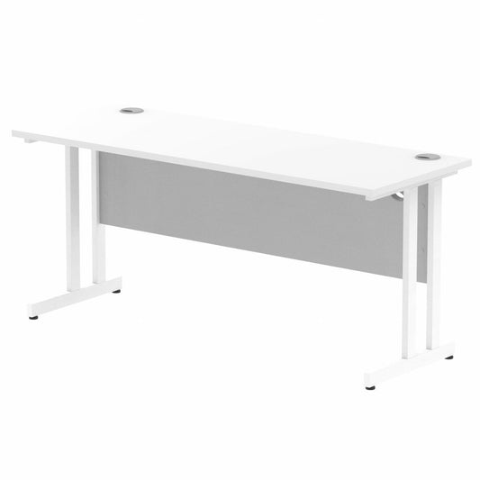 Impulse 1600x600mm Straight Desk White Top White Cantilever Legs