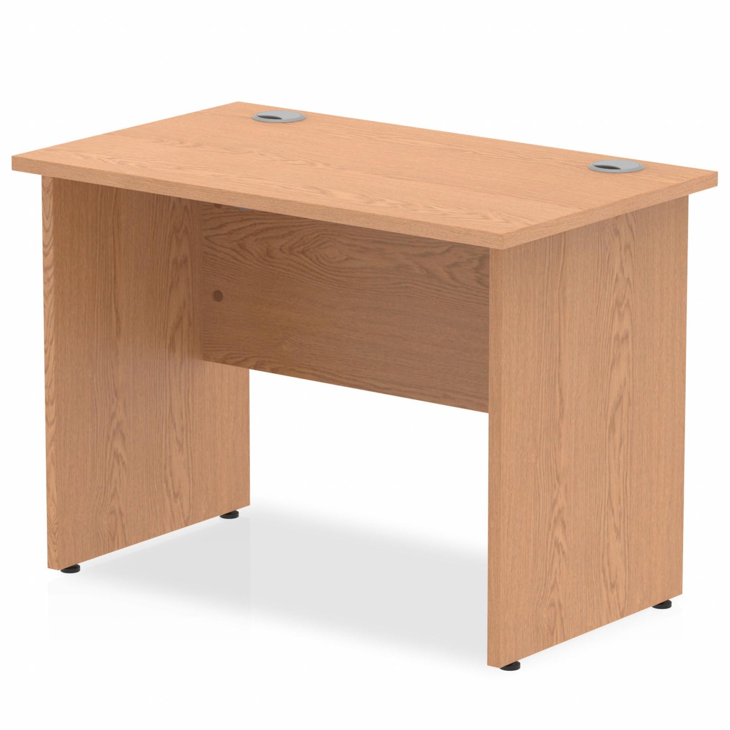 Impulse 1000x600mm Straight Desk, Oak Top with Wooden Panel Legs