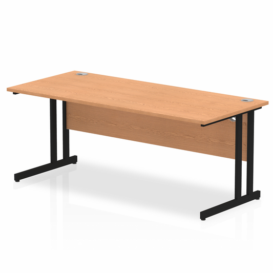 Impulse 1800mm Straight Desk with Black Cantilever Legs Oak