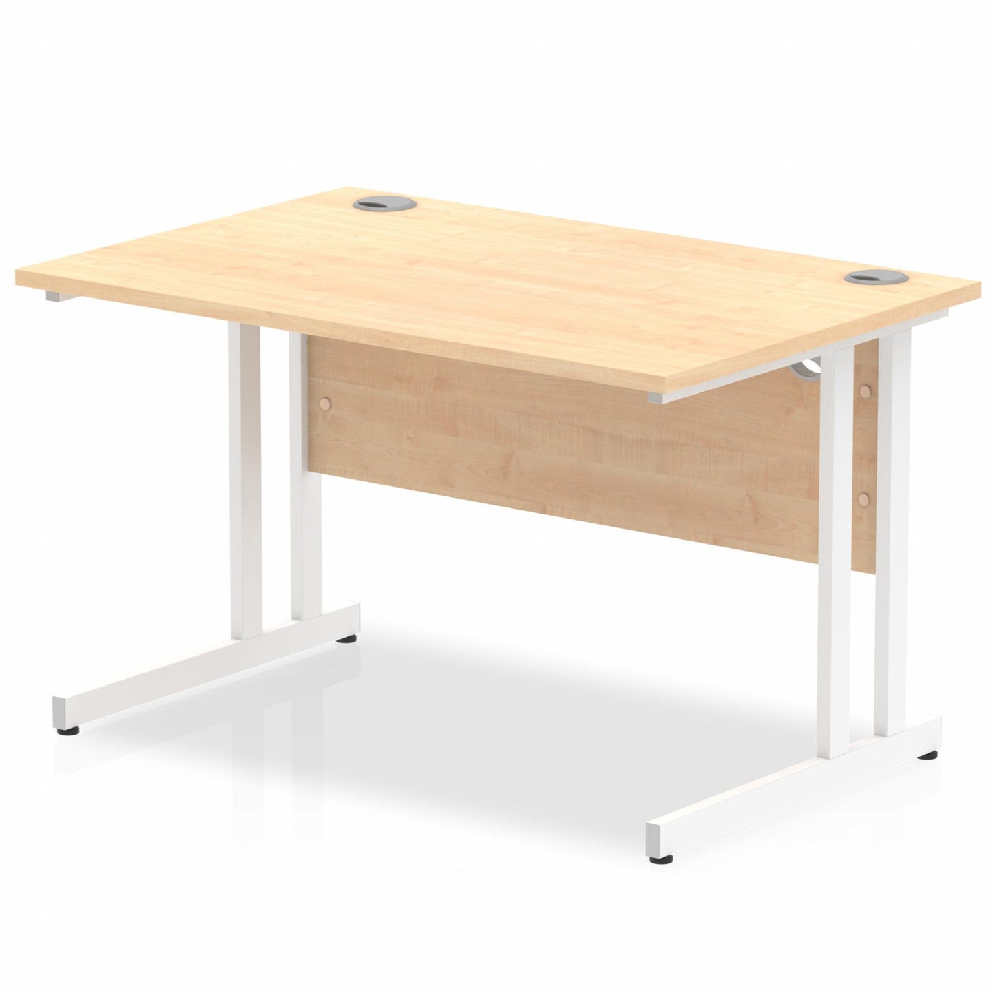 Impulse 1200mm Straight Desk with White Cantilever Legs Maple