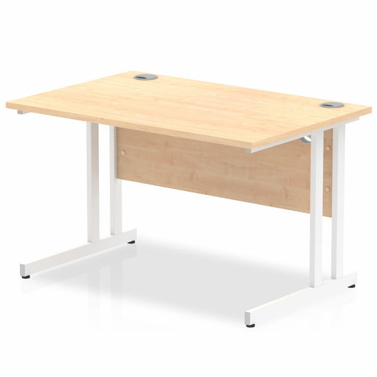 Impulse 1200mm Straight Desk with White Cantilever Legs Maple