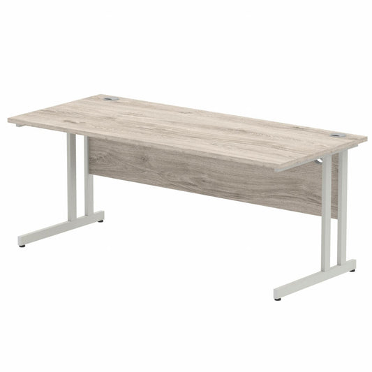 Impulse 1800mm Straight Desk with Silver Cantilever Legs Grey Oak