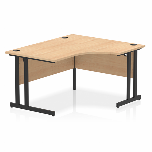 Impulse 1400mm Right Hand Curved Desk with BLack Cantilever Legs Maple Ref MI003231 OE