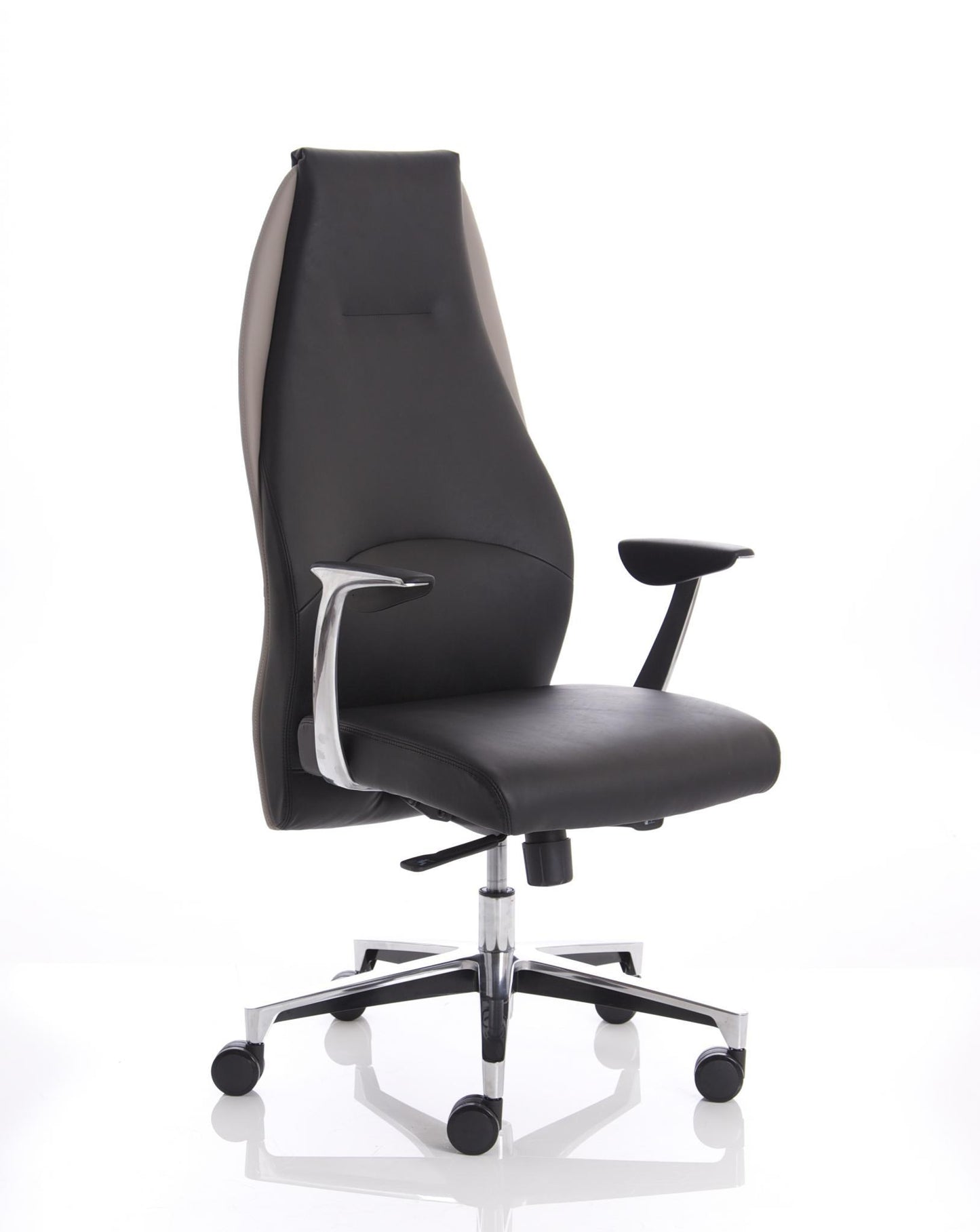 Mien High Back Executive Soft Bonded Leather Chair, Fixed Arms Black / Mink