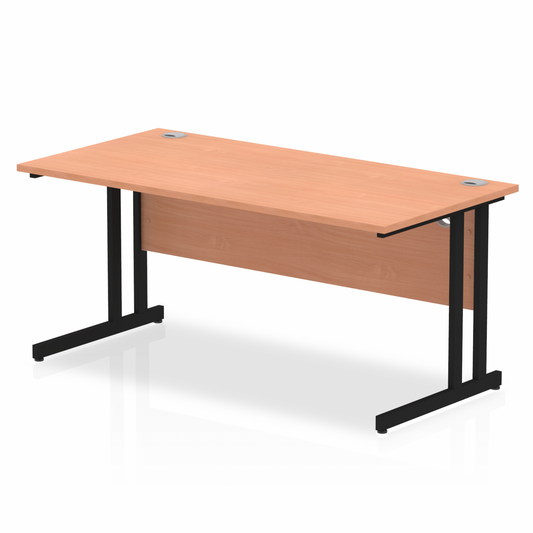 Impulse 1600mm Straight Desk with Black Cantilever Legs Beech