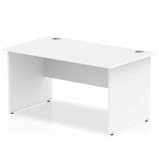 Impulse 1400x800mm Straight Desk, White Top with Wooden Panel Legs