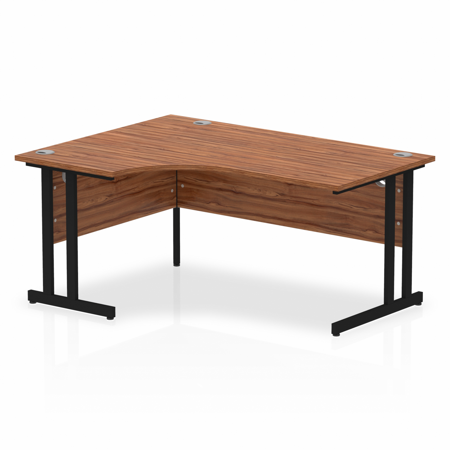 Impulse 1600mm Left Hand Curved Desk with Black Cantilever Legs Walnut Ref MI003263 OE