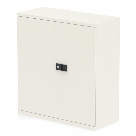 Qube by Bisley 1000mm High 2 Door Cupboard White with 1 Shelf D.F.