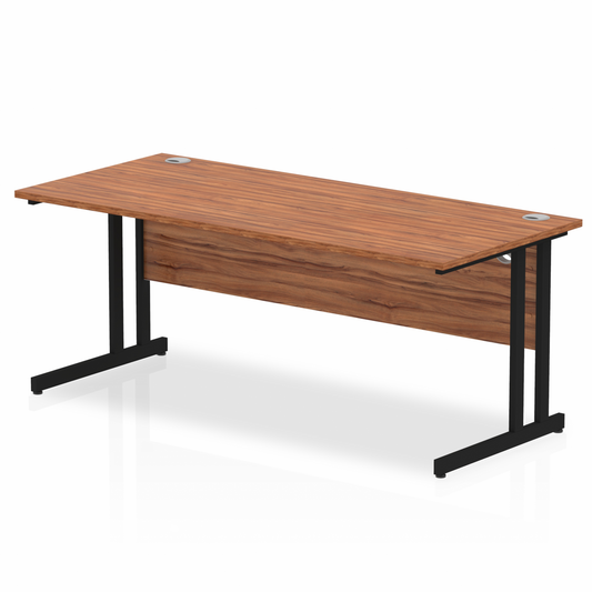 Impulse 1800mm Straight Desk with Black Cantilever Legs Walnut