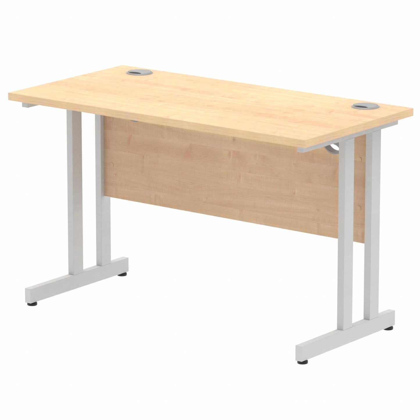 Impulse 1200x600mm Straight Desk Maple Top Silver Cantilever Legs