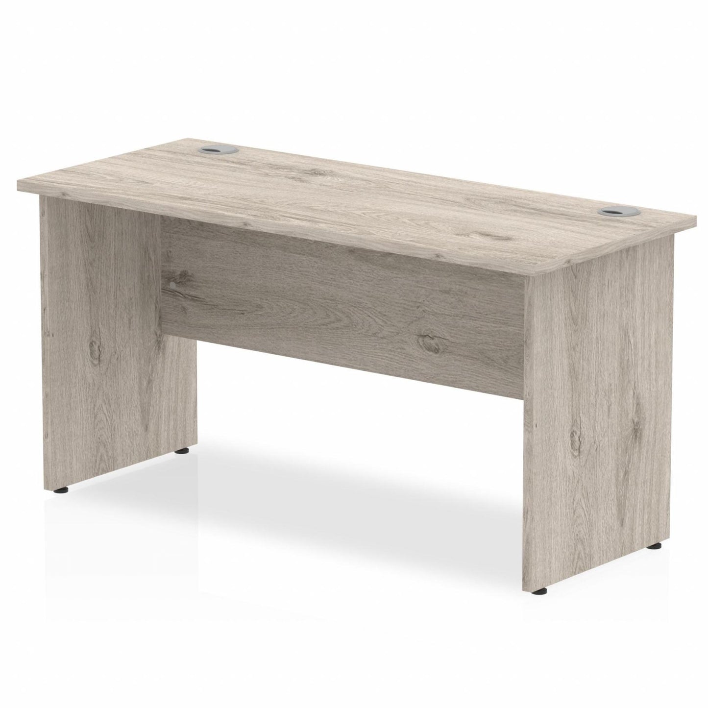 Grey oak straight desk on a white background