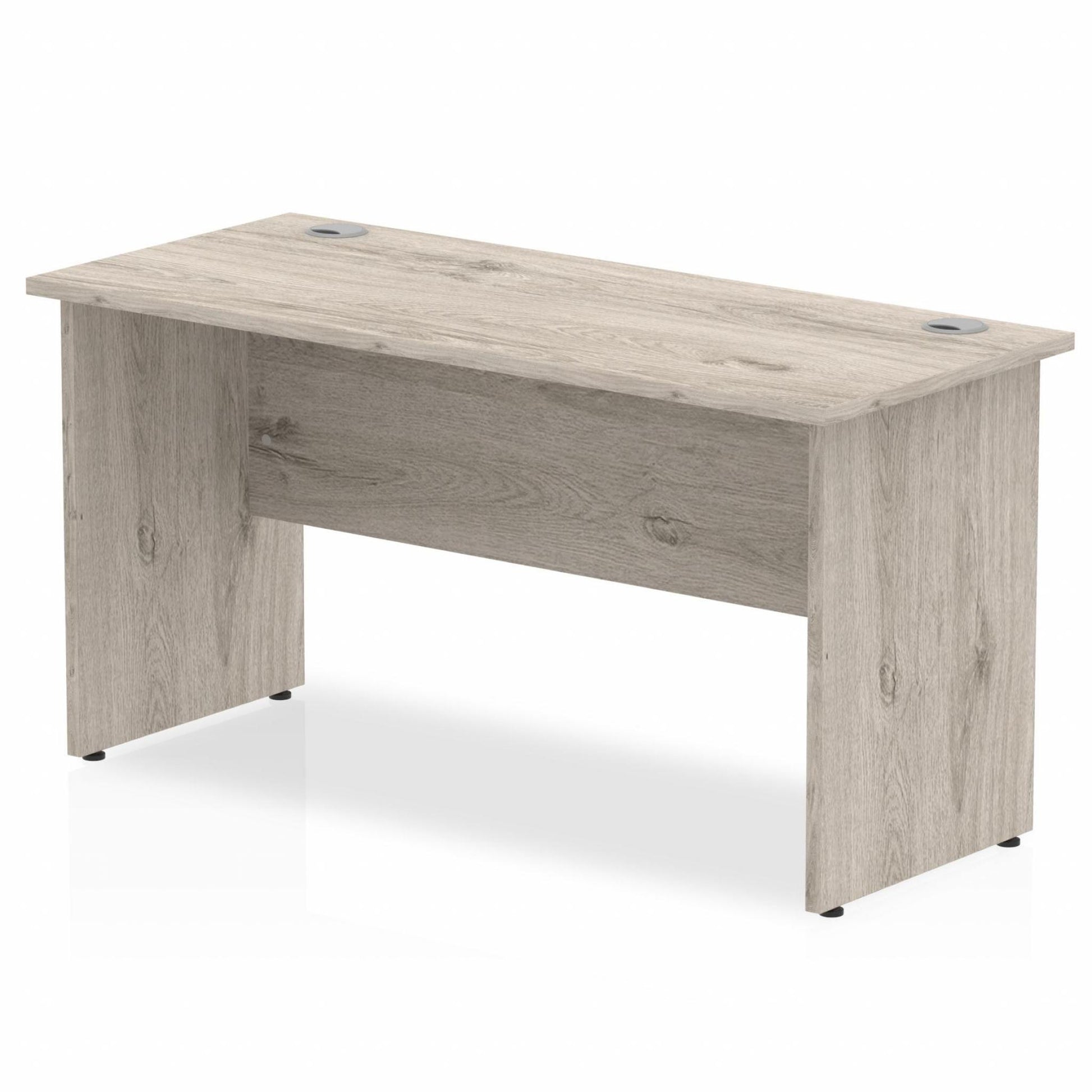 Grey oak straight desk on a white background
