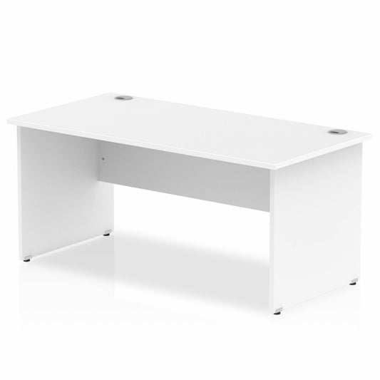 Impulse 1800x800mm Straight Desk, White Top with Wooden Panel Legs