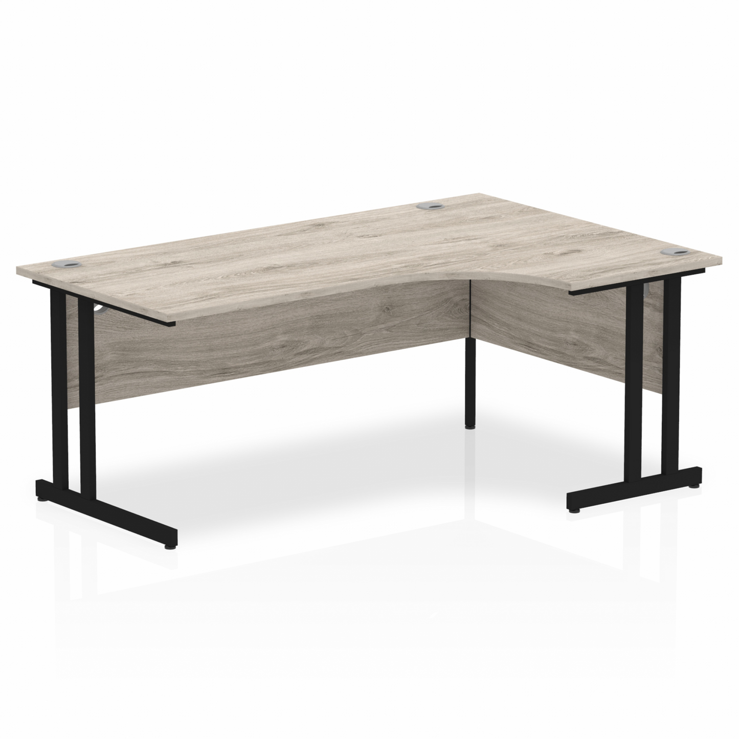 Impulse 1800mm Right Hand Curved Desk with Black Cantilever Legs Grey Oak Ref MI003369 OE