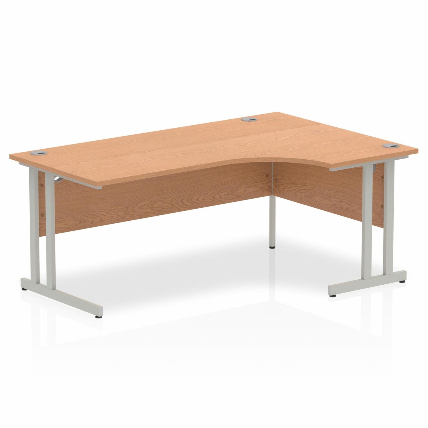 Impulse 1800mm Right Hand Curved Desk, Oak Top with Silver Cantilever Legs