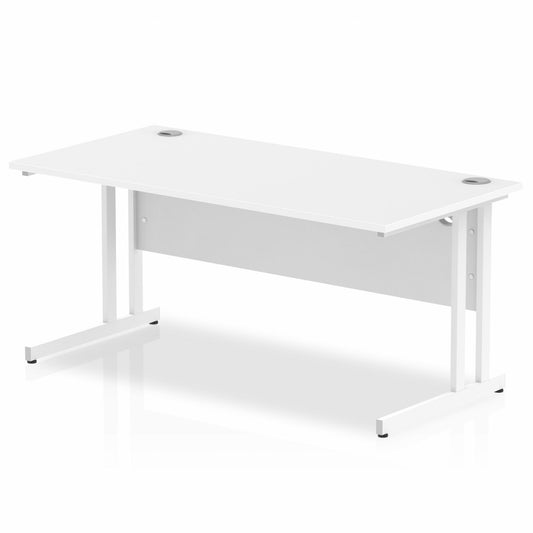 Impulse 1600x800mm Straight Desk, White Top with White Cantilever Legs