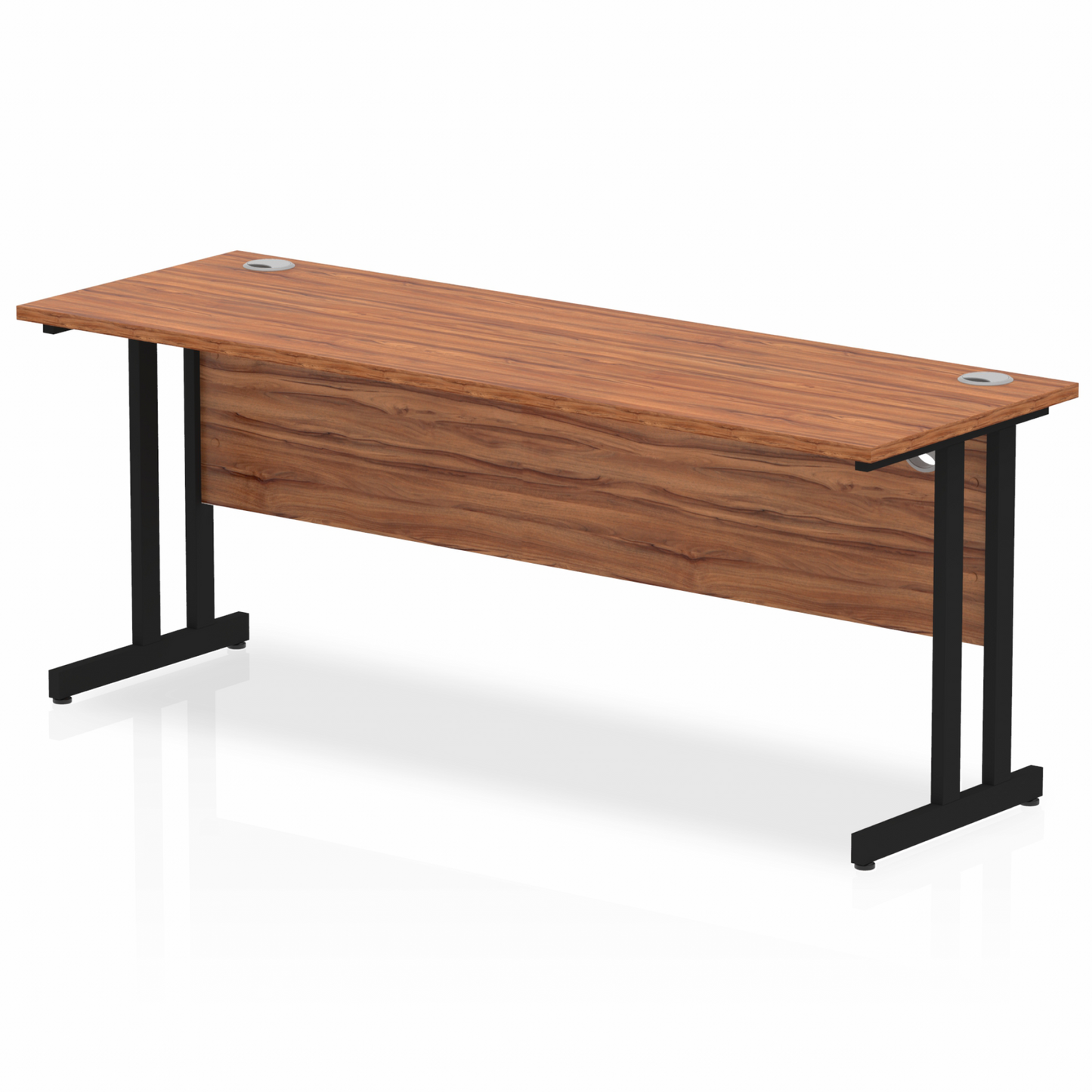 Impulse 1800x600mm Straight Desk Walnut Top Black Cantilever Legs