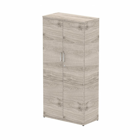 Impulse 1600mm High Cupboard with 3 Adjustable Shelves Grey Oak