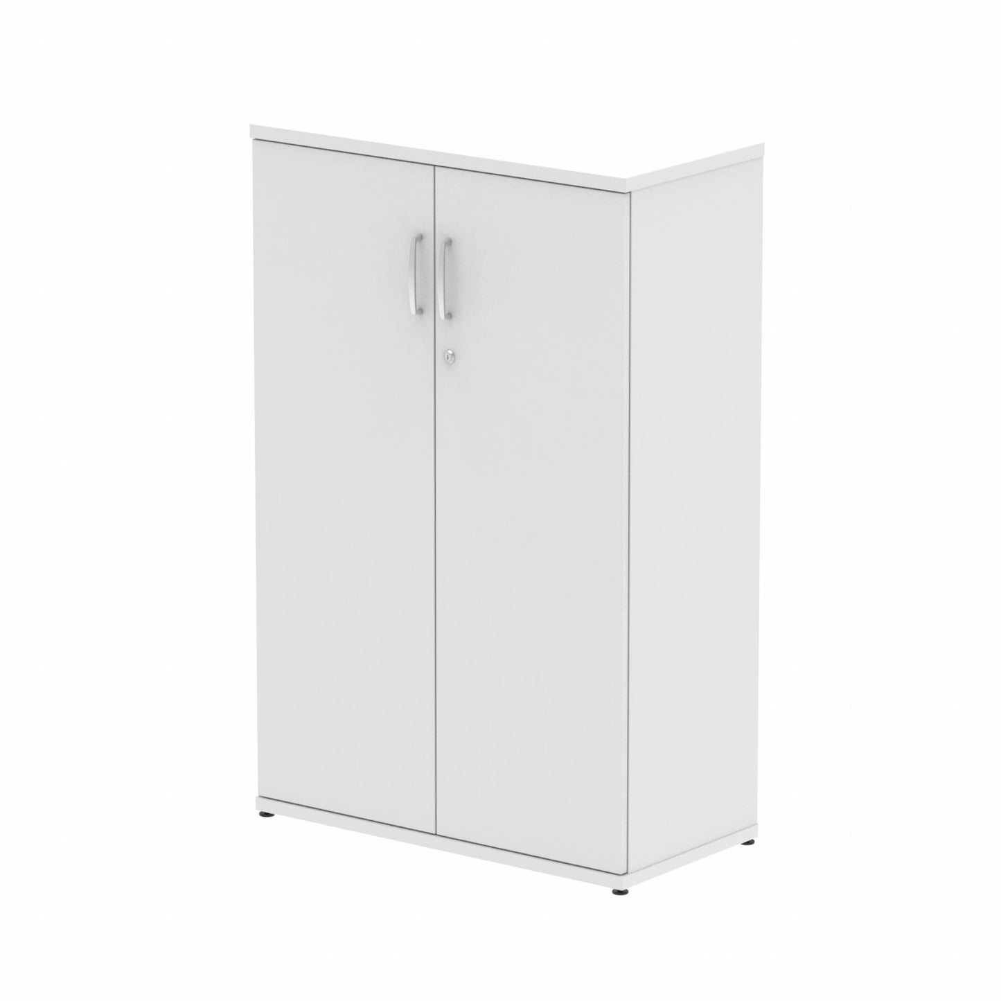 Wooden cupboard with two shelves on a white background