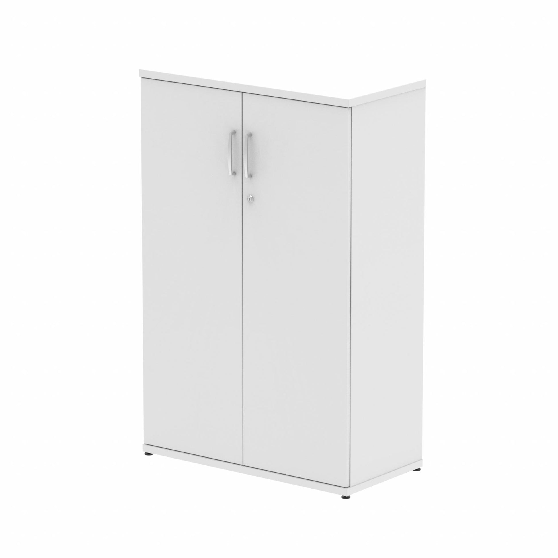 Wooden cupboard with two shelves on a white background