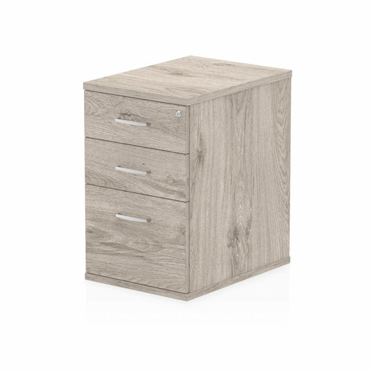 Impulse 3 Drawer 600mm Deep Desk High Pedestal Grey Oak