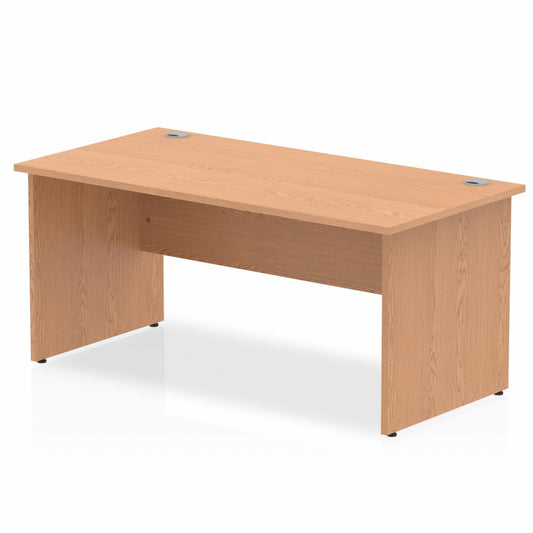 Impulse 1600x800mm Straight Desk, Oak Top with Wooden Panel Legs
