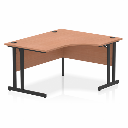 Impulse 1400mm Right Hand Curved Desk with Black Cantilever Legs Beech Ref MI003201 OE