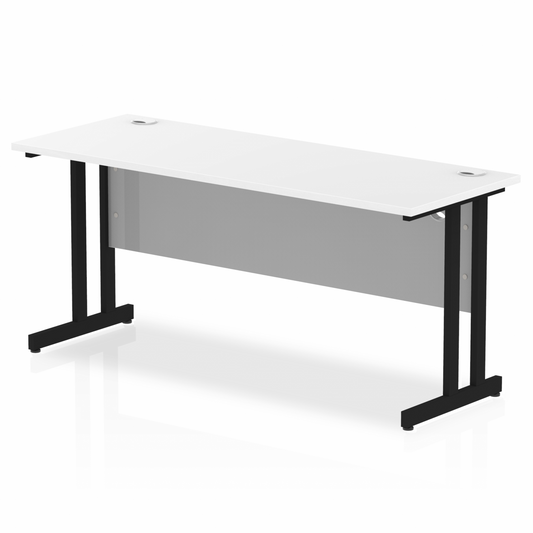 Impulse 1600x600mm Straight Desk Black Top Black Cantilever Legs