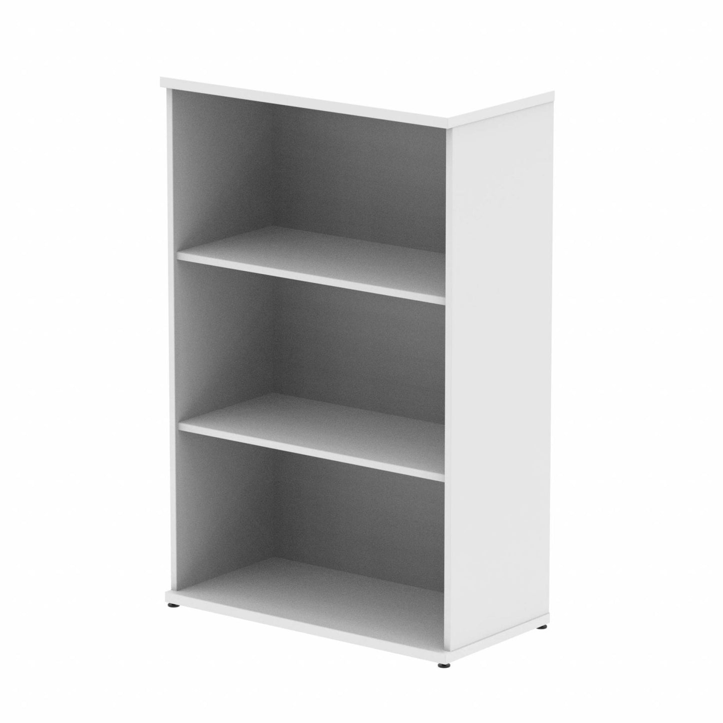 Wooden bookcase with two shelves on a white background
