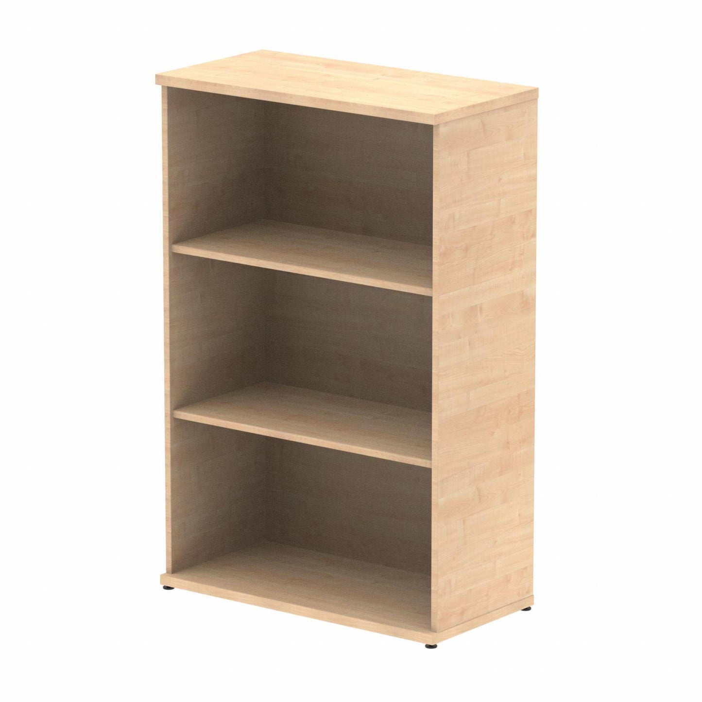 Wooden bookcase with two shelves on a white background