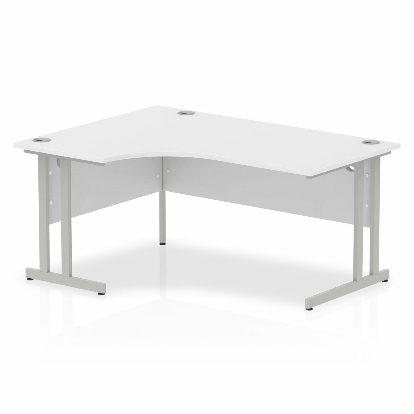 White L-shaped desk with drawers on a white background