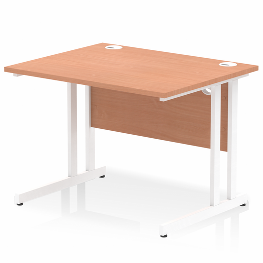 Impulse 1000mm Straight Desk with White Cantilever Legs Beech Ref MI001673 OE