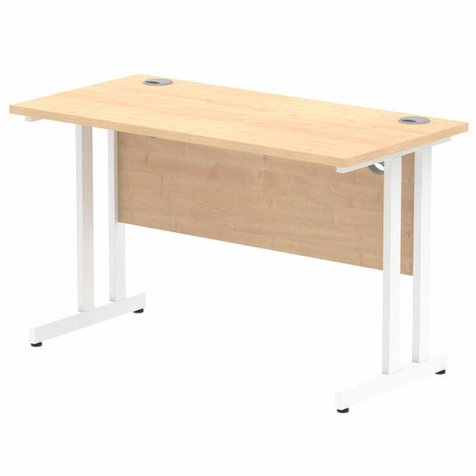 Impulse 1200x600mm Straight Desk, Maple Top with White Cantilever Legs
