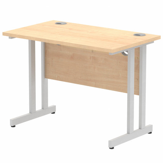 Impulse 1000x600mm Straight Desk, Maple Top with Silver Cantilever Legs