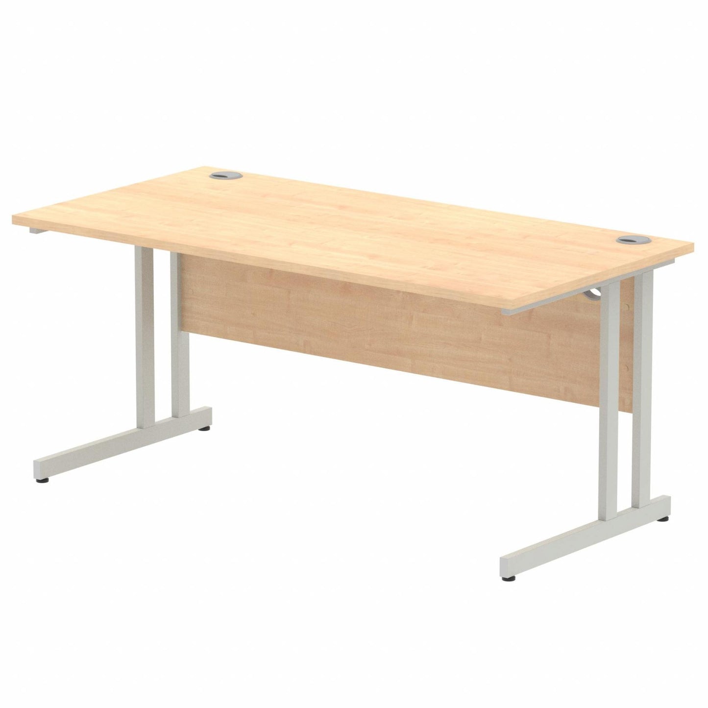 Impulse 1600mm Straight Desk with Silver Cantilever Legs Maple