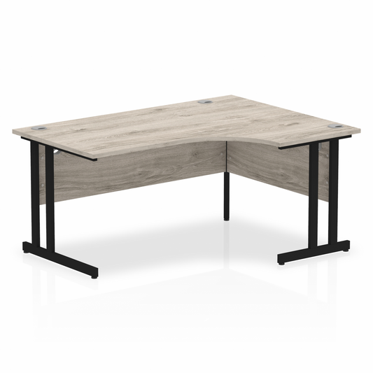 Impulse 1600mm Right Hand Curved Desk with Black Cantilever Legs Grey Oak Ref MI003360 OE