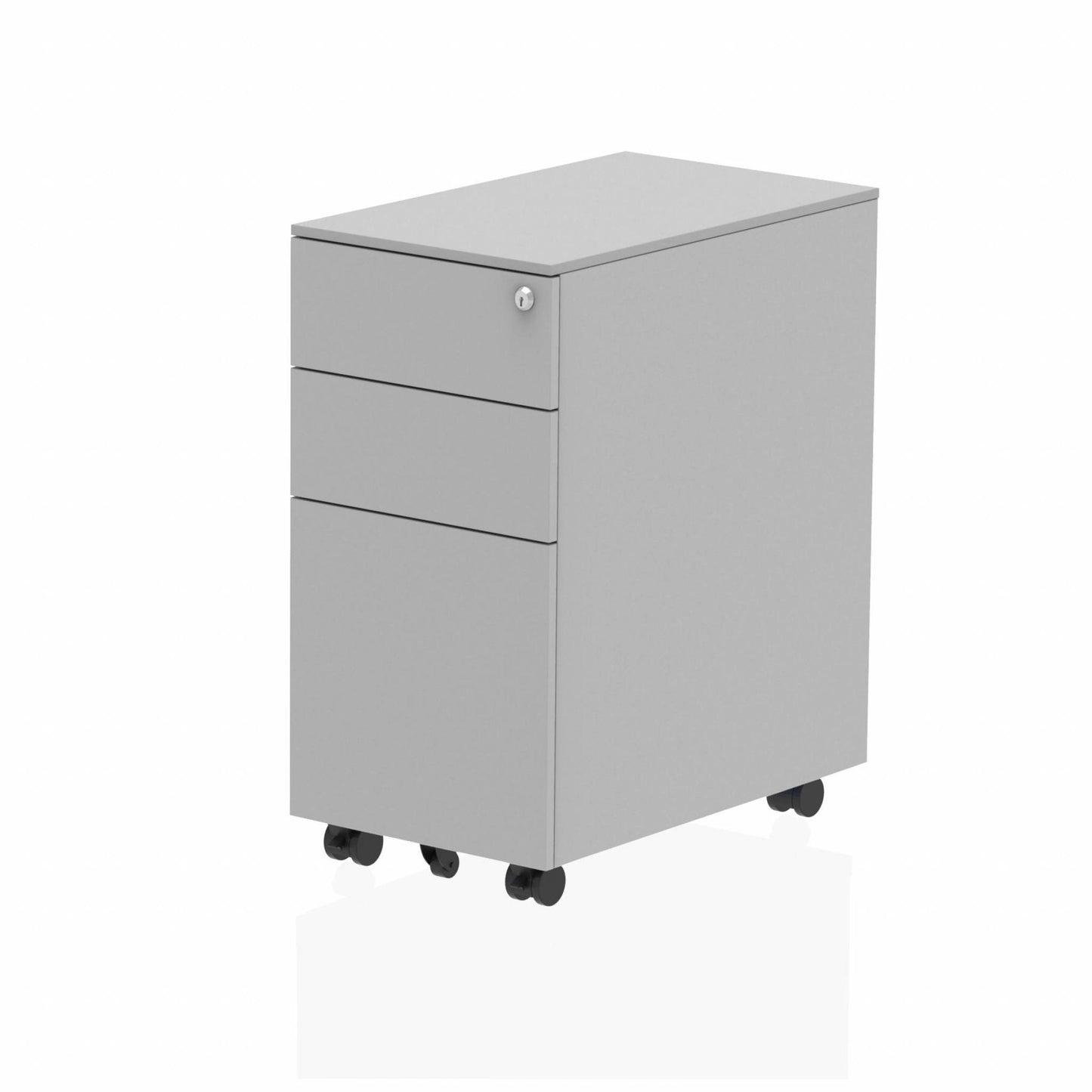 Impulse Steel Metal Slim 3 Drawer Mobile Pedestal Silver