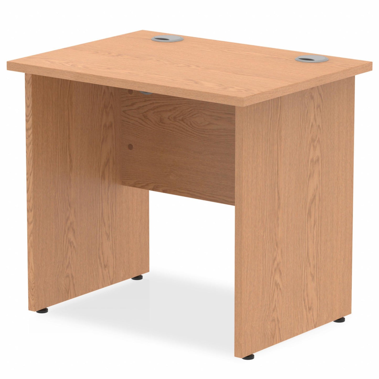 Impulse 800x600mm Straight Desk, Oak Top with Wooden Panel Legs