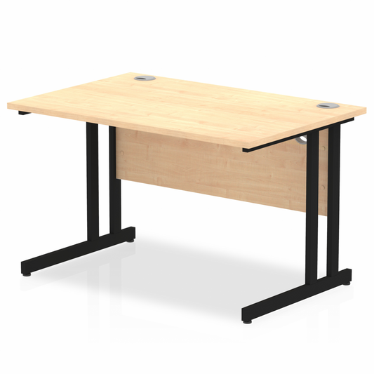 Impulse 1200mm Straight Desk with Black Cantilever Legs Maple