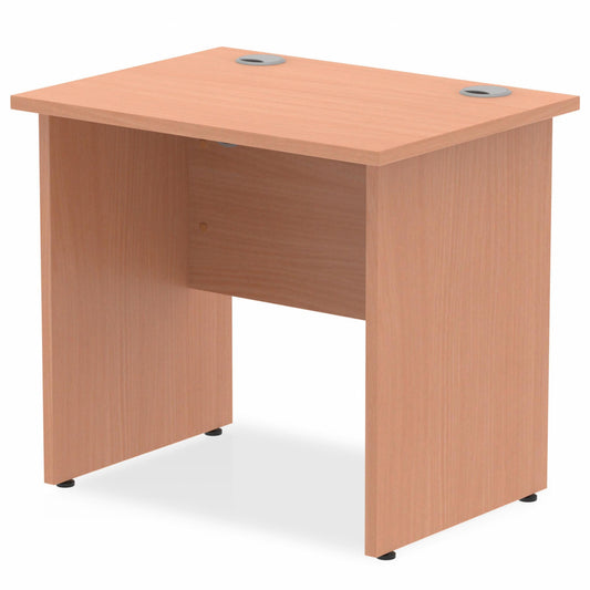 Impulse 800x600mm Straight Desk, Beech Top with Wooden Panel Legs