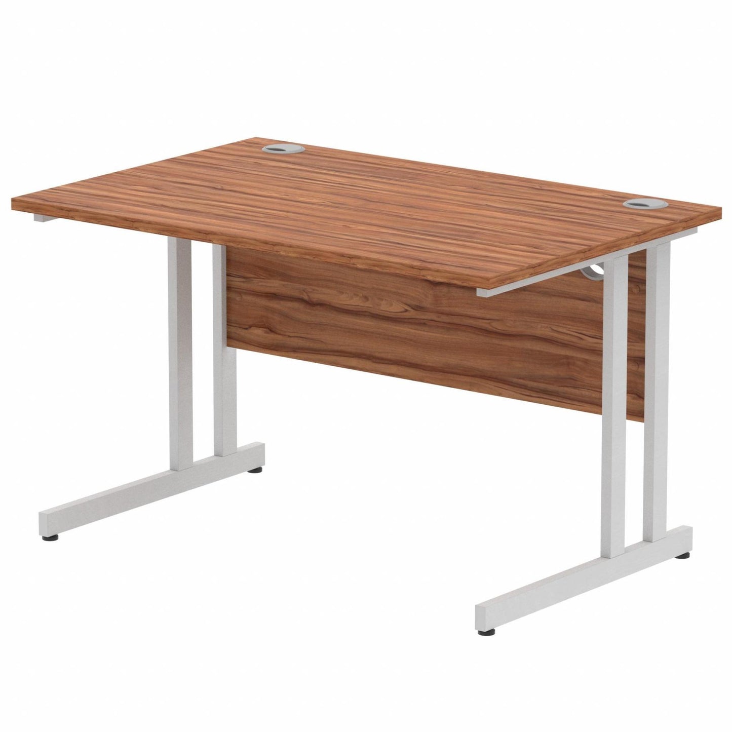 Impulse 1200mm Straight Desk with Silver Cantilever Legs Walnut