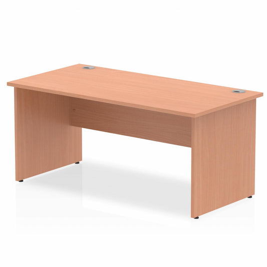 Impulse 1600x800mm Straight Desk, Beech Top with Wooden Panel Legs