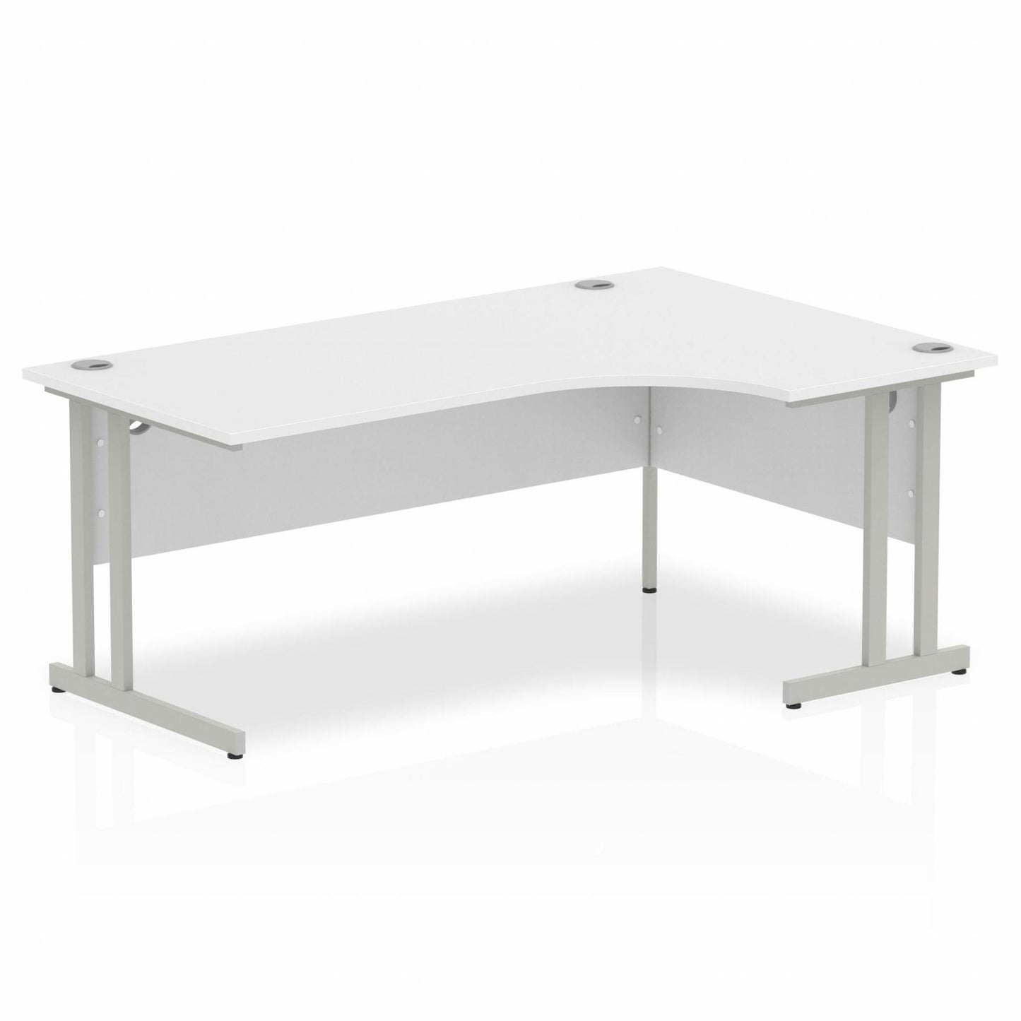 White L-shaped desk with drawers on a white background