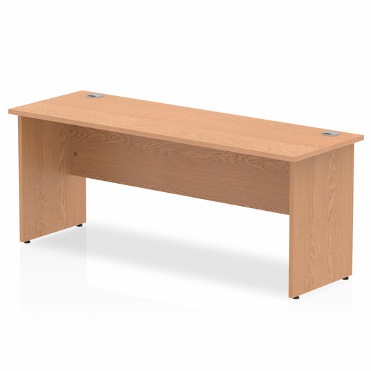 Impulse 1800x600mm Straight Desk, Oak Top with Wooden Panel Legs