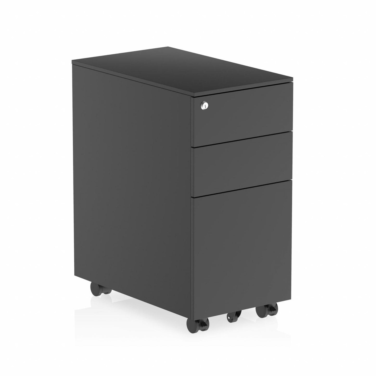 Impulse Steel Metal Slim 3 Drawer Mobile Pedestal Black