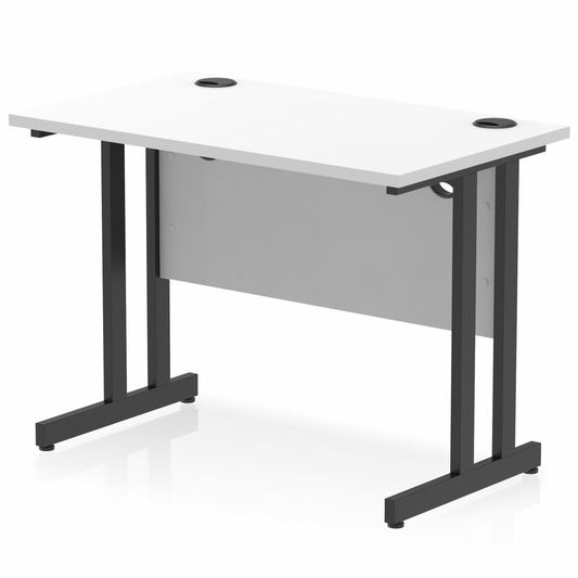 Impulse 1000x600mm Straight Desk White Top Black Cantilever Legs Ref I004303 OE